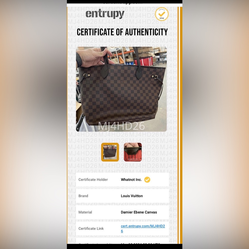 Louis Vuitton Brown Checkered MM Neverfull MM Damier Tote/ gift with purchase - Picture 3 of 16